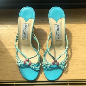 Jimmy Choo Strappy Turquoise Leather Sandals